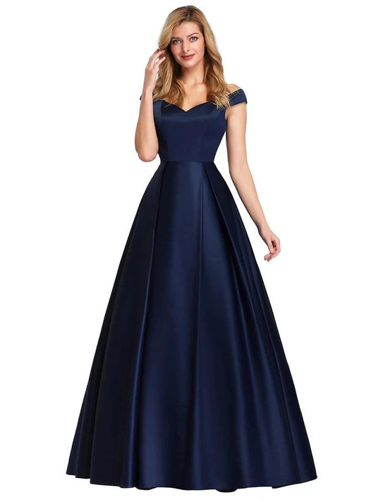 V-Neck Solid Color Long Vintage Gown Dress MANDOTOS