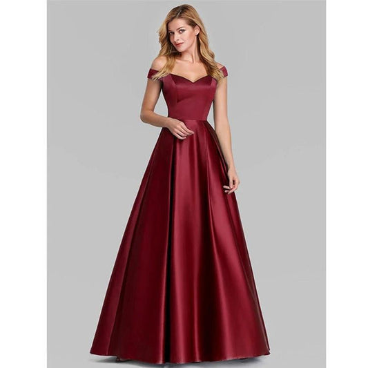 V-Neck Solid Color Long Vintage Gown Dress MANDOTOS