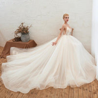 Starry Sky Luxury ig Tail Is Thin Baeakless Dream Master Wedding Dress MANDOTOS