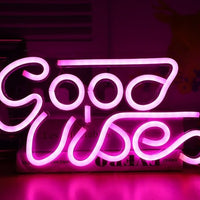 LED neon backboard wall-hanging decorative light Good Vibes pink by Ancient Energy