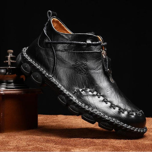 Martin Boots Men'S Leather British Short Boots Hand-Stitched Large Size Men'S Retro Leather Boots MANDOTOS