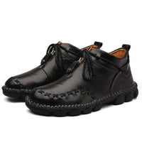 Martin Boots Men'S Leather British Short Boots Hand-Stitched Large Size Men'S Retro Leather Boots MANDOTOS
