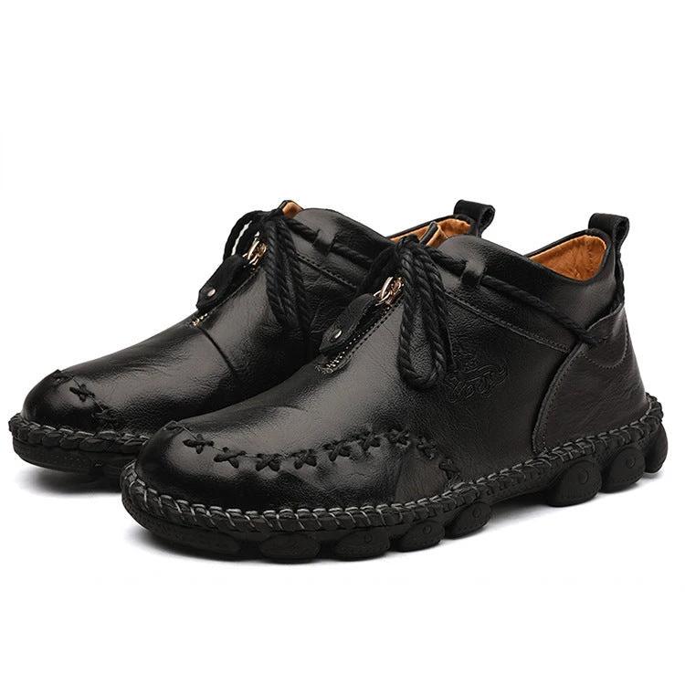 Martin Boots Men'S Leather British Short Boots Hand-Stitched Large Size Men'S Retro Leather Boots MANDOTOS