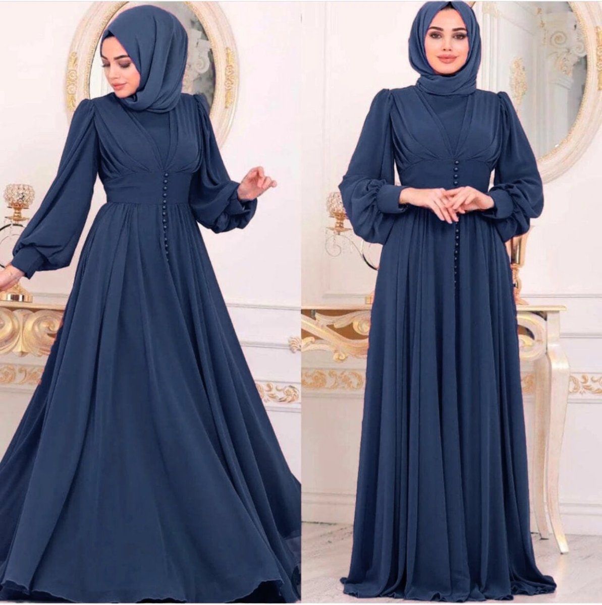 Muslim Women's Clothing Long Sleeve Chiffon Dress MANDOTOS
