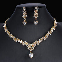 Golden Zircon Jewelry Set Bridal Necklace Earrings Wedding Two - piece Set - MANDOTOS INTERNATIONAL0