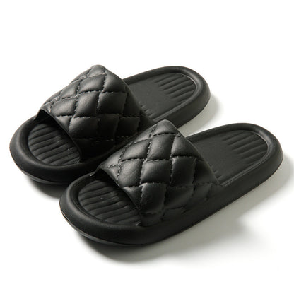 New Rhombus Home Slippers Summer Non-slip Floor Bathroom Slipper Lightweight Simple House Shoes For Women Men - MANDOTOS