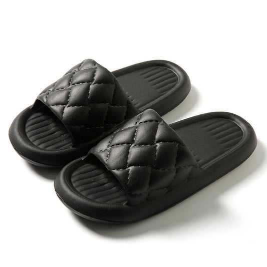 New Rhombus Home Slippers Summer Non-slip Floor Bathroom Slipper Lightweight Simple House Shoes For Women Men - MANDOTOS