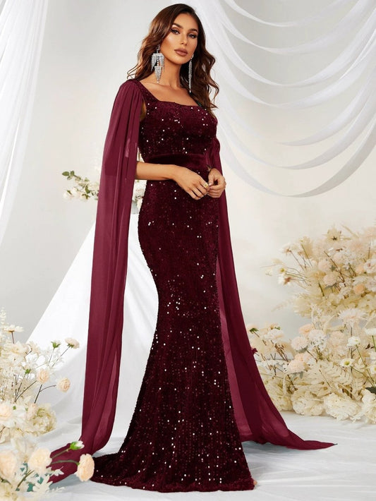 Dress Skirt Sequin Mesh Split Fishtail Dress MANDOTOS
