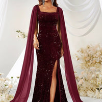 Dress Skirt Sequin Mesh Split Fishtail Dress MANDOTOS