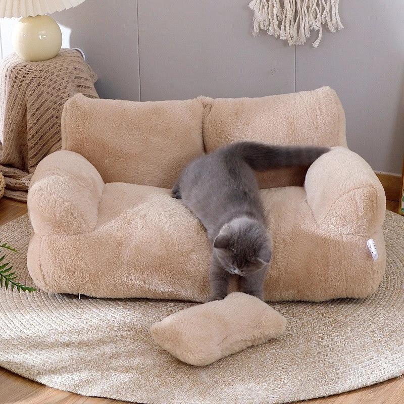 Luxury Cat Bed Sofa - Winter Warm Plush Pet Bed - MANDOTOS
