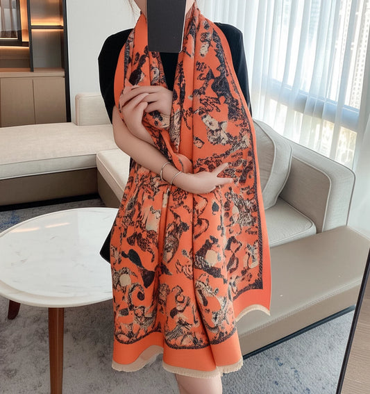 Luxurious Ethnic Cashmere Scarf - Double-Sided Charm - MANDOTOS