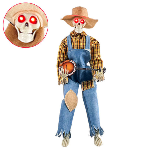 Halloween Luminous Skull Skeleton Decoration Guitarist Skeletons With Light Up Eye Horror Glowing Skeleton For Halloween Party Decor - MANDOTOS