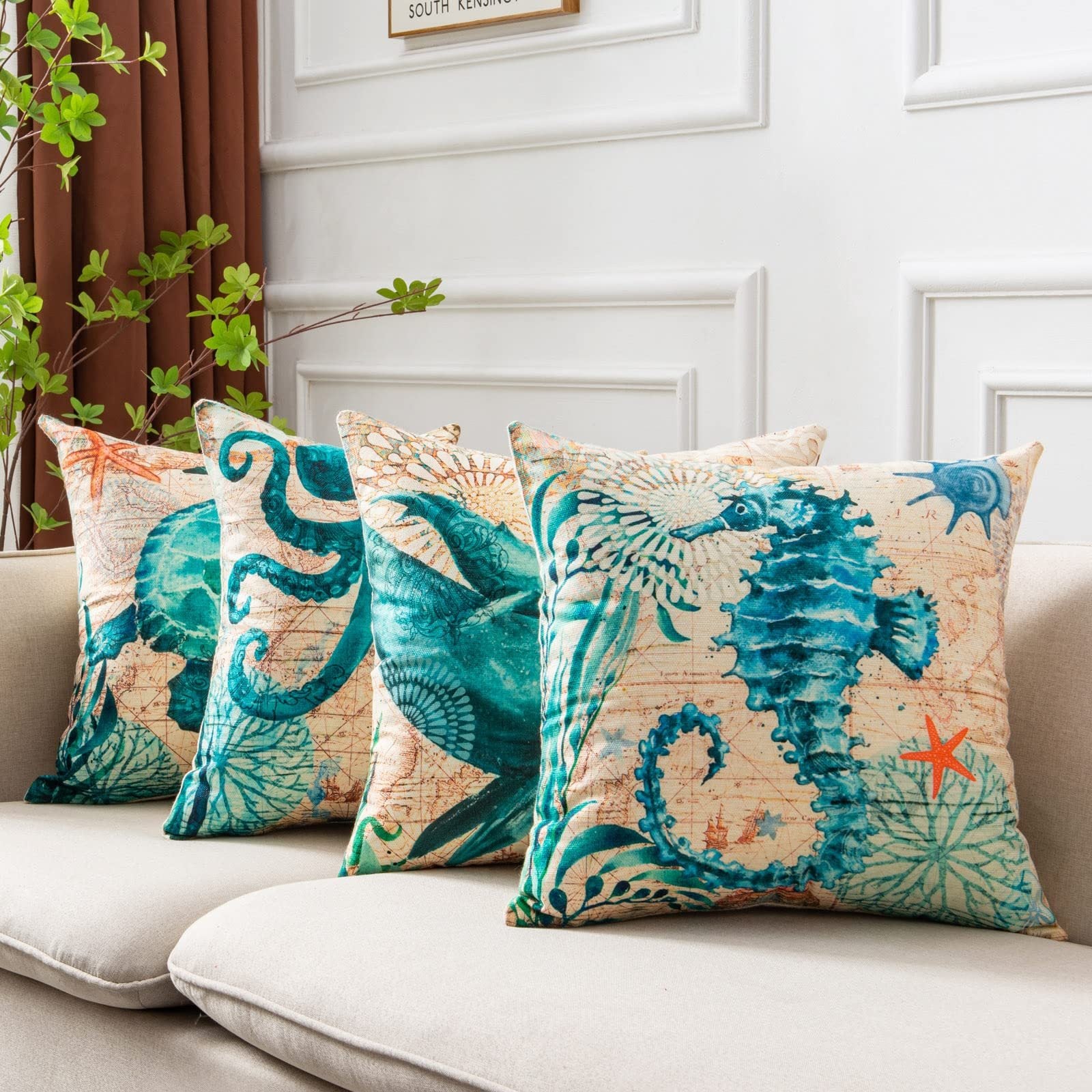 Cushion Covers Sea Turtle Printed Throw Pillow Cases For Home Decor Sofa Chair Seat - MANDOTOS