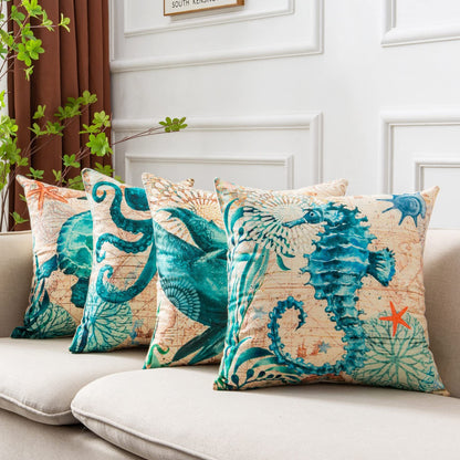 Cushion Covers Sea Turtle Printed Throw Pillow Cases For Home Decor Sofa Chair Seat - MANDOTOS