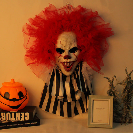 Halloween Horror Clown Wreath Door Hanging Wreath Decoration Wall Hanging Clown Ghost Festival Halloween Party Supplies Home Decor - MANDOTOS