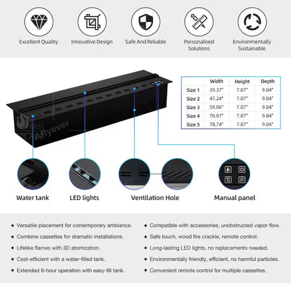 Smart Steam LED Flame Electric Fireplace & Humidifier - MANDOTOS