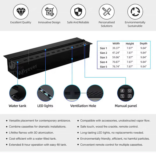 Smart Steam LED Flame Electric Fireplace & Humidifier - MANDOTOS