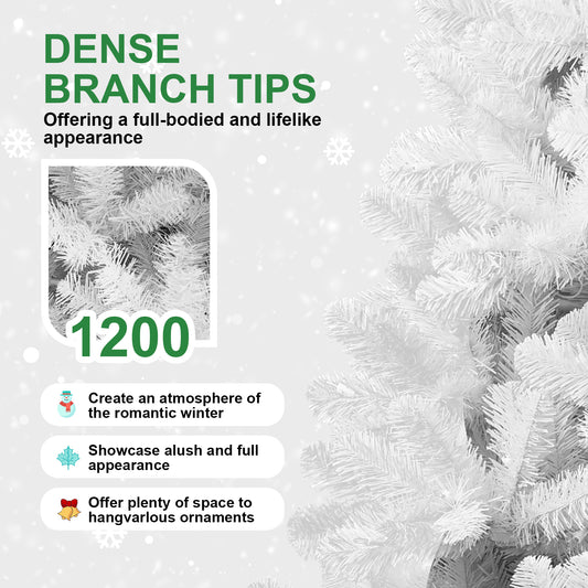 7.5ft Fireproof White Christmas Tree – Eco-Friendly Holiday Elegance! - MANDOTOS
