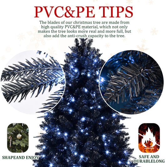 7ft Pre-Lit Black Christmas Tree - The Ultimate Holiday Showstopper - MANDOTOS
