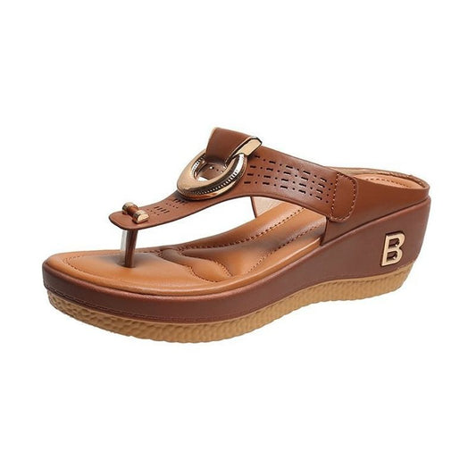 Chic Beach Thong Wedge Heel Sandals - MANDOTOS