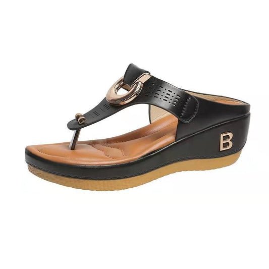 Chic Beach Thong Wedge Heel Sandals - MANDOTOS