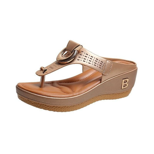 Chic Beach Thong Wedge Heel Sandals - MANDOTOS