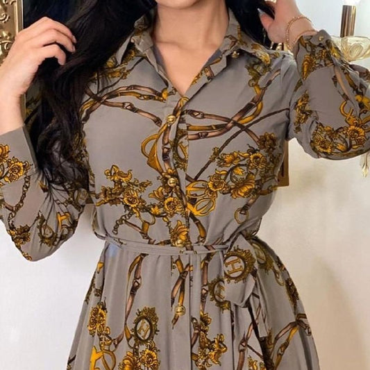 MUSILIN Women's Ethnic Elegance: Retro Printed Robe - MANDOTOS