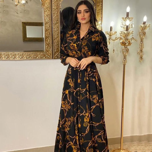 MUSILIN Women's Ethnic Elegance: Retro Printed Robe - MANDOTOS