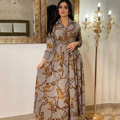 MUSILIN Women's Ethnic Elegance: Retro Printed Robe - MANDOTOS