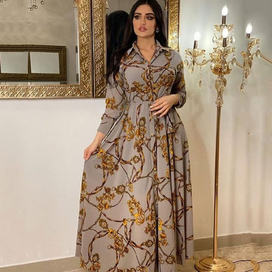 MUSILIN Women's Ethnic Elegance: Retro Printed Robe - MANDOTOS