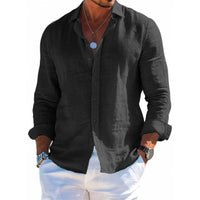 Men's Long Sleeve Shirt Casual Loose Lapel Button Top Solid Color Plus Size Blouse Clothing - MANDOTOS INTERNATIONAL0