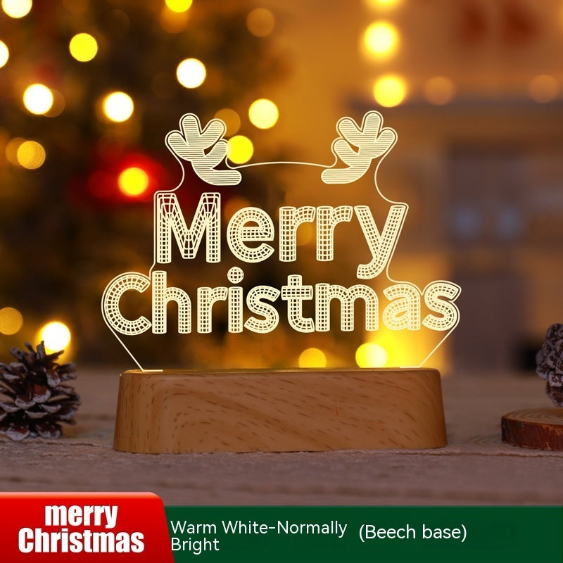 Christmas Decoration 3D Lamp Acrylic LED Night Lights New Year Valentines Day Christmas Kids Gift Christmas Ornaments - MANDOTOS