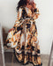 Chic Vintage Floral Evening Dress with V-Neck