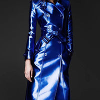 Women's Leather High Fashion Coat Slim Fit - MANDOTOS