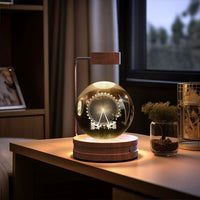 Crystal Ball Cosmic Dinosaur Indoor Night Light USB Power Warm Bedside Light Birthday Gift Night Lamp MANDOTOS