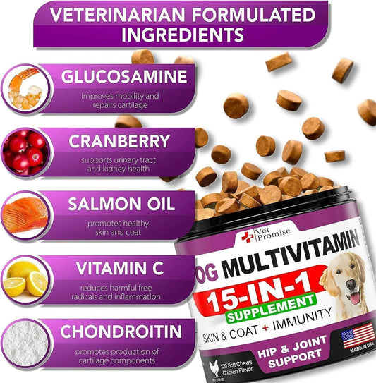 2-Pack Glucosamine & Multivitamins Dog Chews, 240 Count - MANDOTOS
