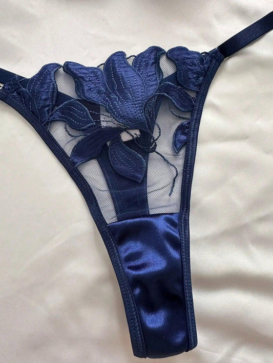 2024 Floral Embroidery Sexy Lingerie Set Women Thin Transparent Bralette Lace Push Up Bra Panty 2 Piece Sensual Lingerie Woman S - MANDOTOS
