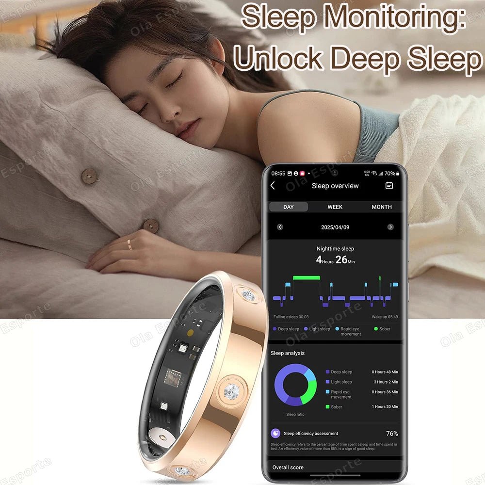 2025 Smart Ring Women Men Super narrow 6.3mm Heart Rate Health Stress measurement Monitor IP68 Waterproof Fashion Sports Rings - MANDOTOS INTERNATIONAL