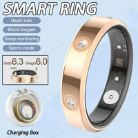 2025 Smart Ring Women Men Super narrow 6.3mm Heart Rate Health Stress measurement Monitor IP68 Waterproof Fashion Sports Rings - MANDOTOS INTERNATIONAL