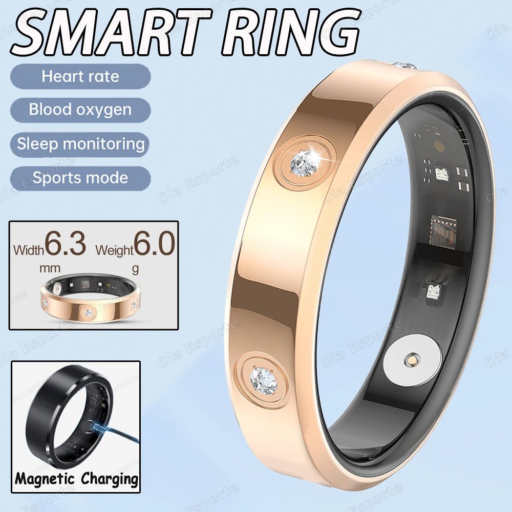2025 Smart Ring Women Men Super narrow 6.3mm Heart Rate Health Stress measurement Monitor IP68 Waterproof Fashion Sports Rings - MANDOTOS INTERNATIONAL