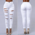 2025 Women's Stretch Skinny Ripped Hole Washed Denim Jeans Female High Waist Pencil Y2k Pants Jeans Ladies Casual Trousers Pants - MANDOTOS