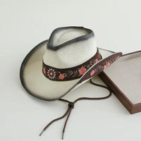 Embroidered Straw Cowboy Hat - Western Sun Hat for Women Men - Country Rodeo Cowgirl - MANDOTOS INTERNATIONAL