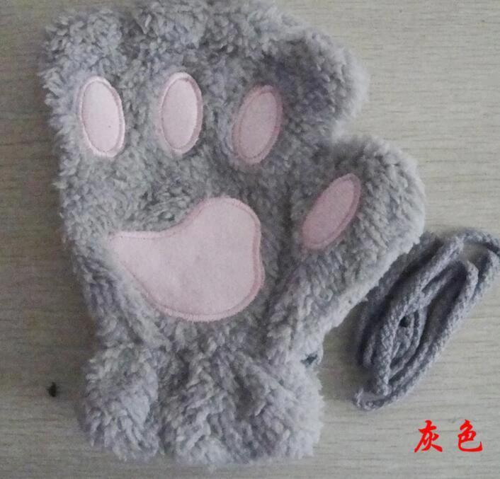 Winter Lovely Half Cover Paw Bear Cat Claw Gloves Short Finger MANDOTOS