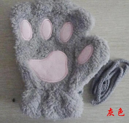 Winter Lovely Half Cover Paw Bear Cat Claw Gloves Short Finger MANDOTOS