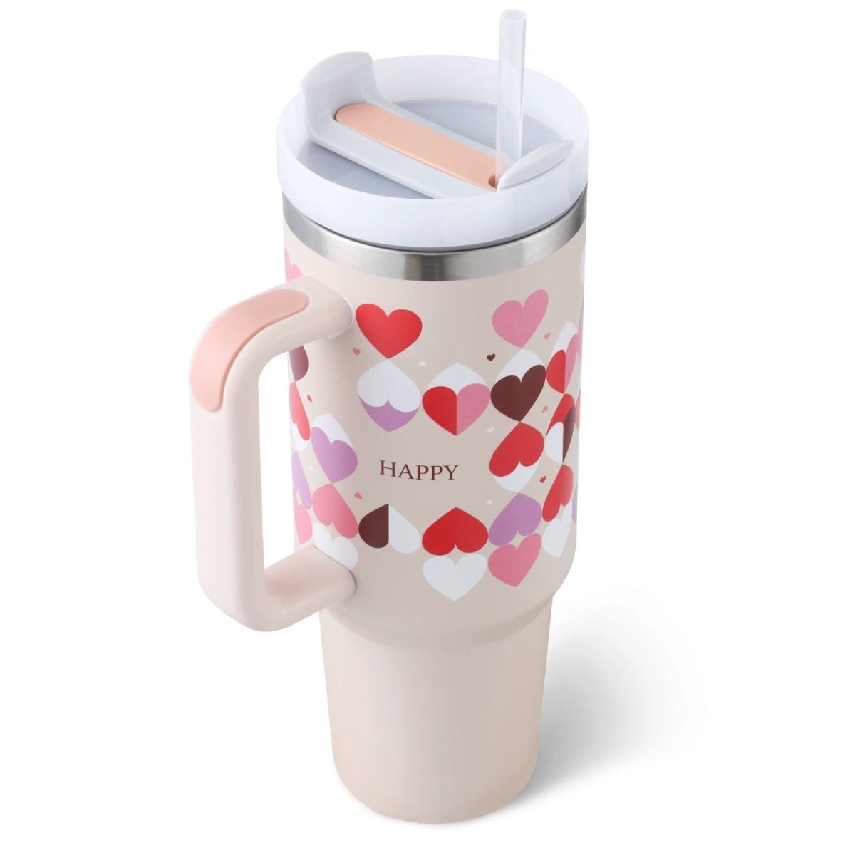 40 Oz Tumbler With Handle Straw Insulated, Stainless Steel Spill Proof Vacuum Coffee Cup Tumbler With Lid Tapered Mug Gifts For Valentine Lover Suitable For Car Gym Office Travel - MANDOTOS
