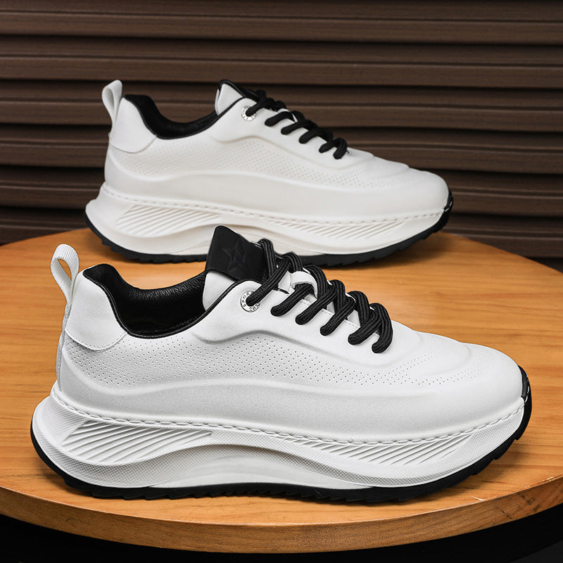 Men's Thick-soled Sports Shoes Casual Breathable Sneakers Lace-up Dad Shoes Boy - MANDOTOS