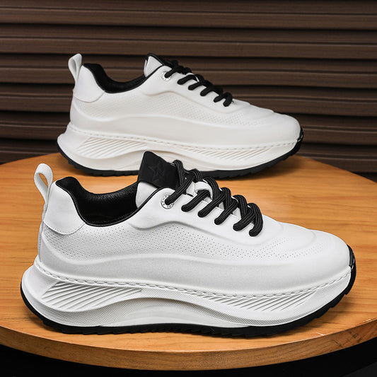 Men's Thick-soled Sports Shoes Casual Breathable Sneakers Lace-up Dad Shoes Boy - MANDOTOS