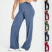 Women's straight-leg yoga pants by Ancient Energy in blue; also shown in black, burgundy, olive, navy, pink.