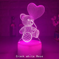 Mandotos 3D Teddy Bear Lamp Acrylic USB LED Night Light 16 Colors Remote Control MANDOTOS