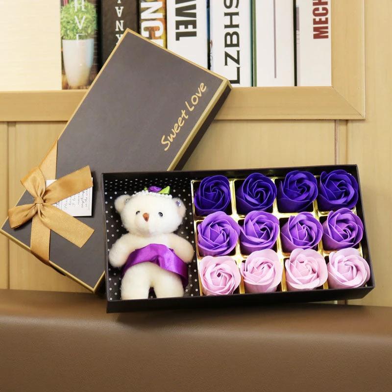 Mandotos 18 Rose Gradient Soap Flower Bouquet Handmade Soap Roses Gift Set Pink Gradient MANDOTOS